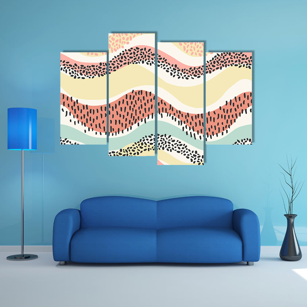 Layered Wavy Bands with Seed Dots Canvas Wall Art