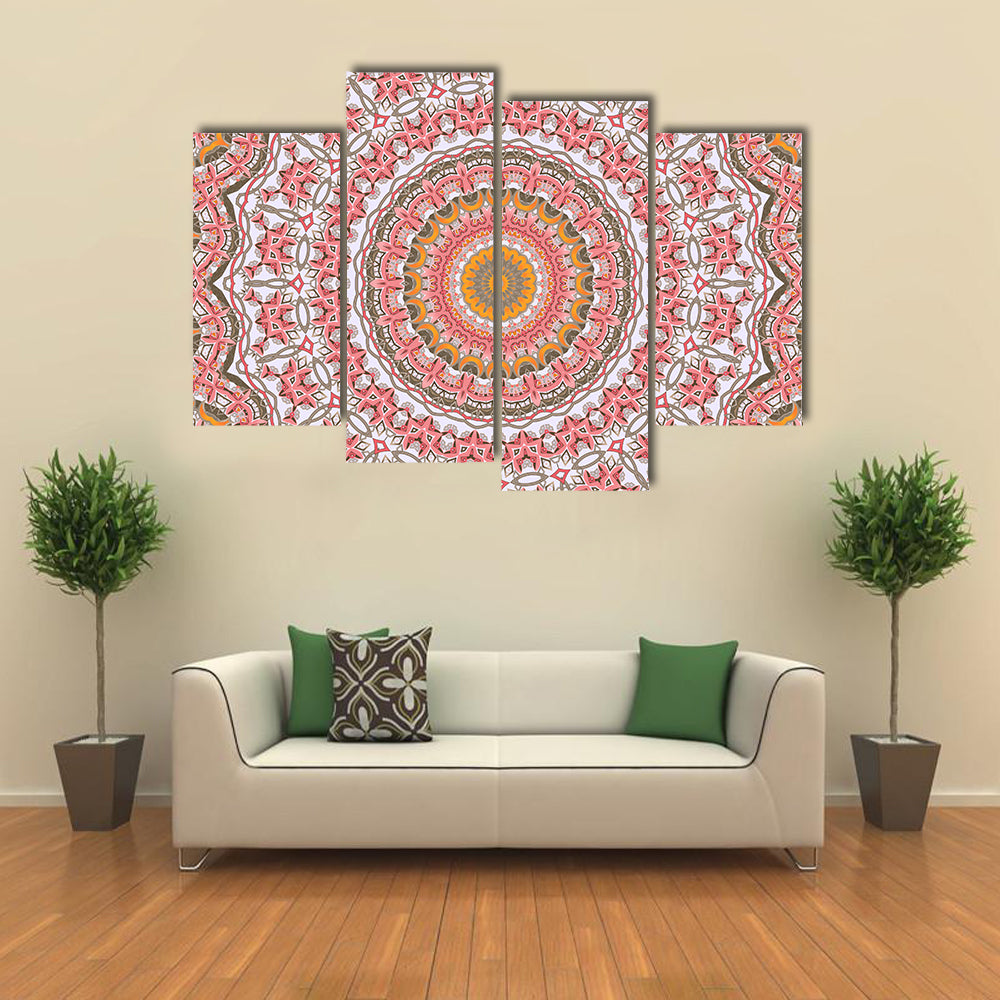 Round Mosaic Mandala Canvas Wall Art