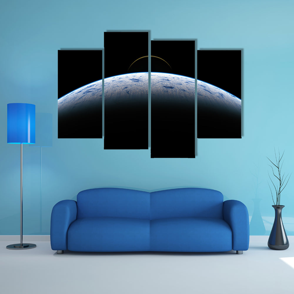 Earth &amp; Moon From Space Canvas Wall Art