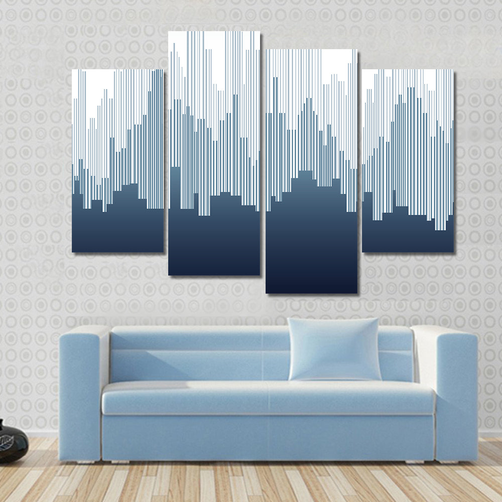 Minimalist City Skyline in Navy and White Canvas Wall Art