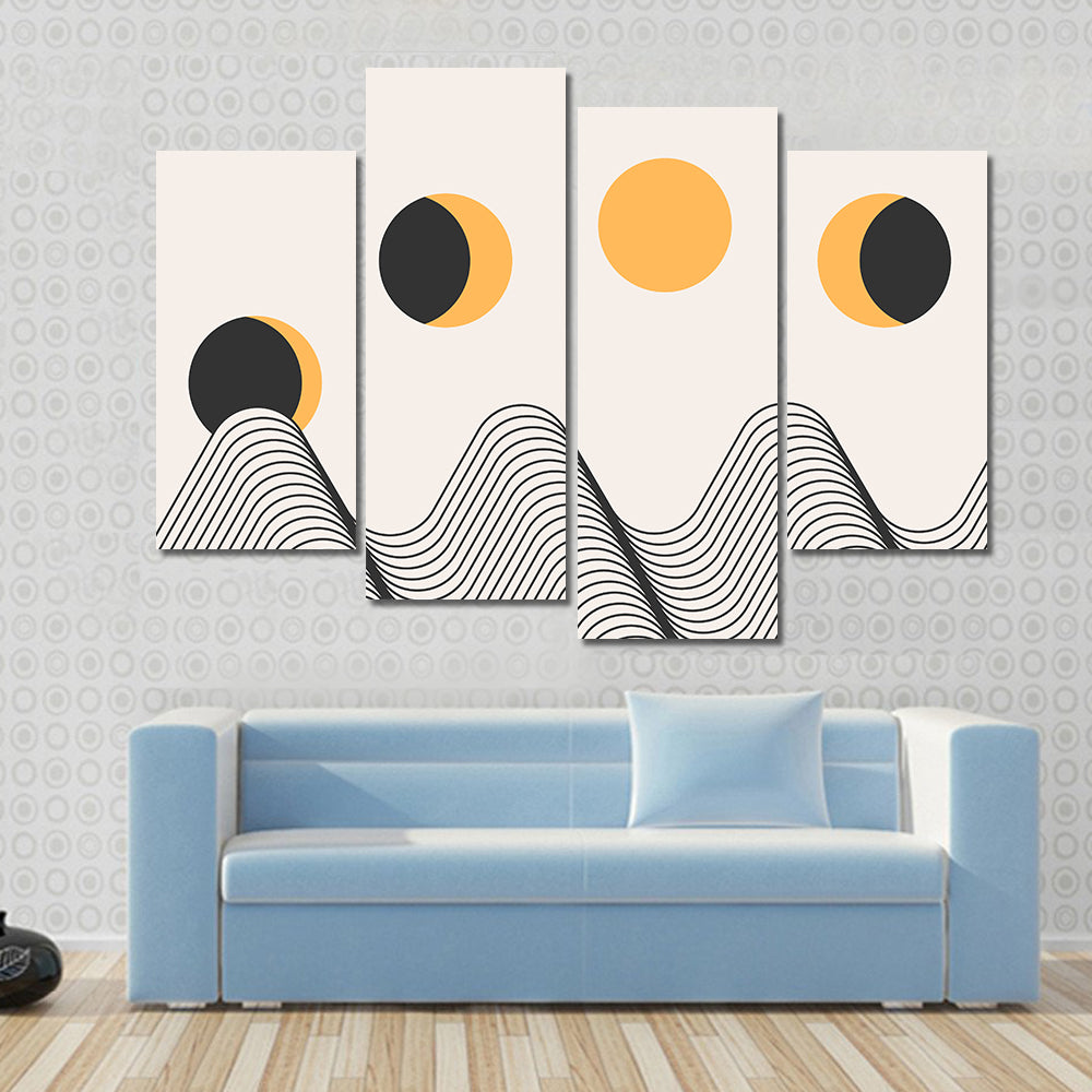 Minimalist Moon Cycle Canvas Wall Art