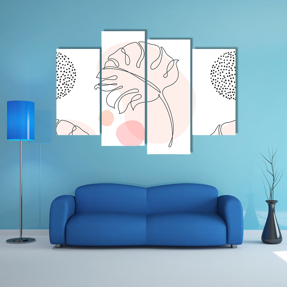 Tropical Monstera Leaf Silhouette Canvas Wall Art
