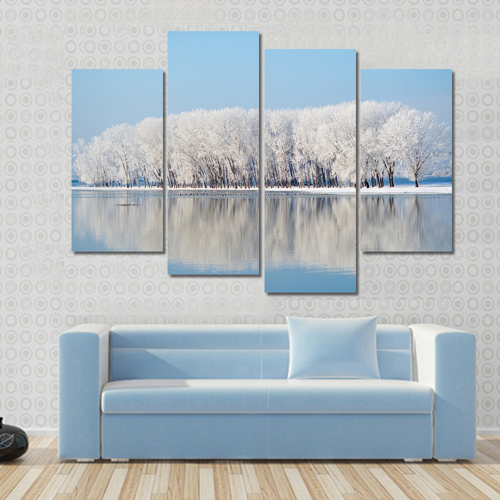 Clear Blue Winter Landscape Canvas Wall Art