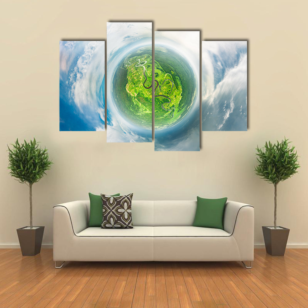 Small Planet Concept From Space Canvas Wall Art