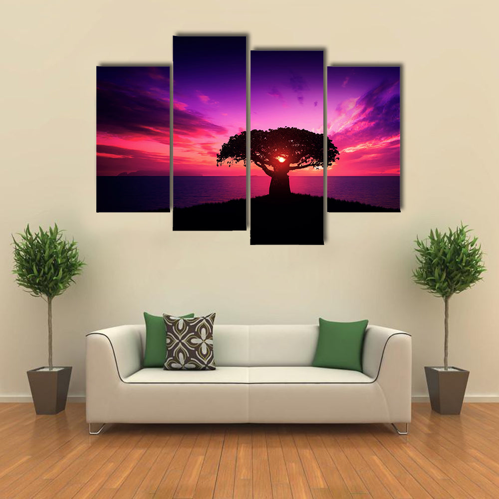 Baobab Tree at Sunset Canvas Wall Art