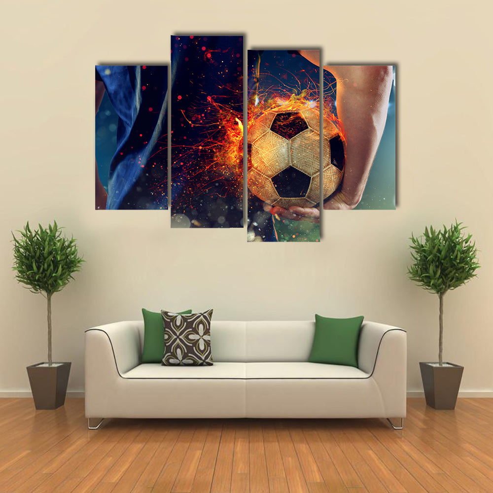 Soccer Ball Engulfed in Flames Canvas Wall Art