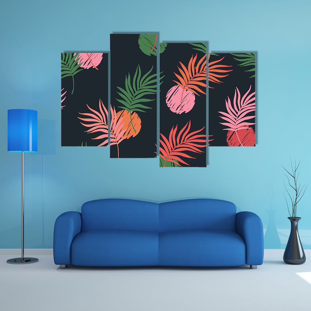 Seamless Palm Leaf Pattern Canvas Wall Art