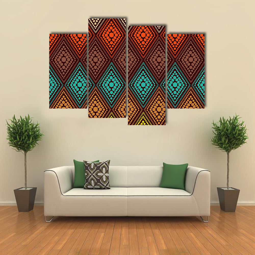 Dotted Diamond Geometric Pattern Canvas Wall Art