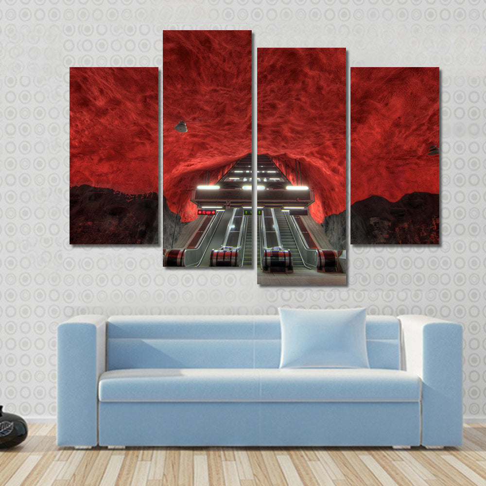 Stockholm Metro Station Interior Canvas Wall Art