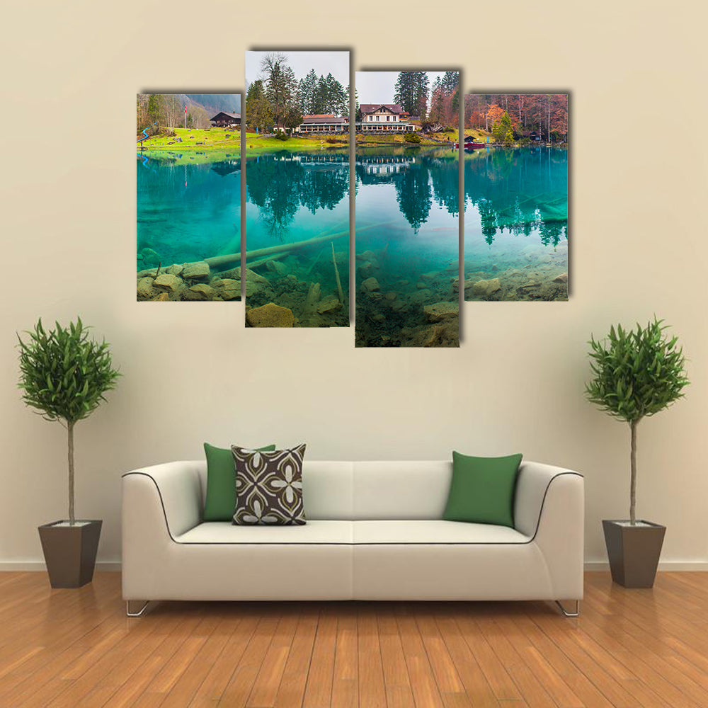 Hotel Forellenzucht in Blausee Town Switzerland Canvas Wall Art