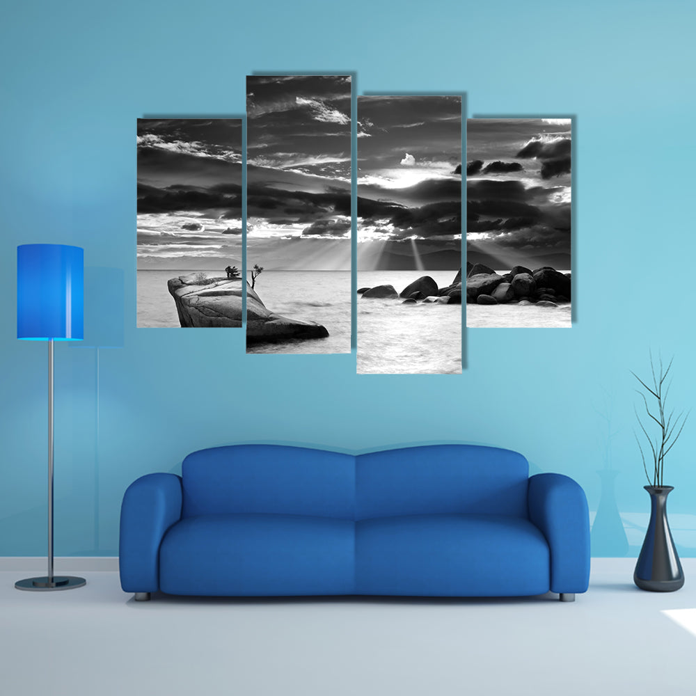 Cloud Burst Over Bonsai Rock At Lake Tahoe Canvas Wall Art