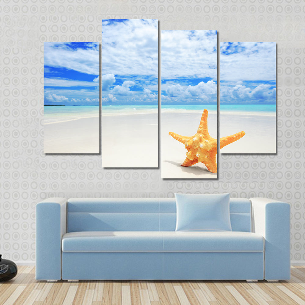 Starfish On Beach At Kuredu Island Maldives Canvas Wall Art
