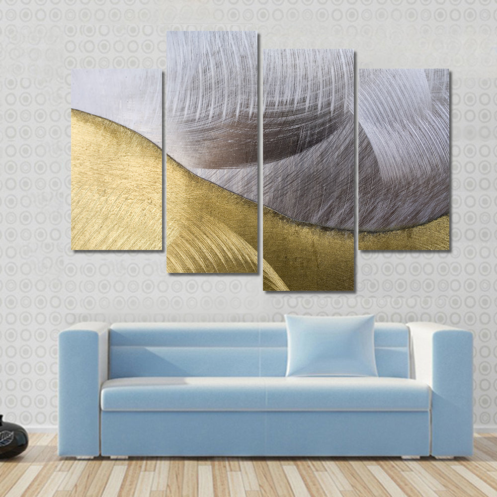 Gold and Silver Abstract Waves Canvas Wall Art
