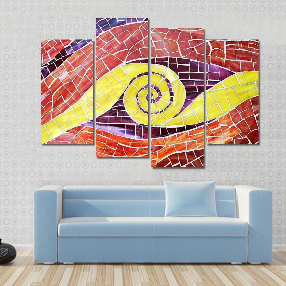 Colorful Mosaic with Yellow Spiral Canvas Wall Art
