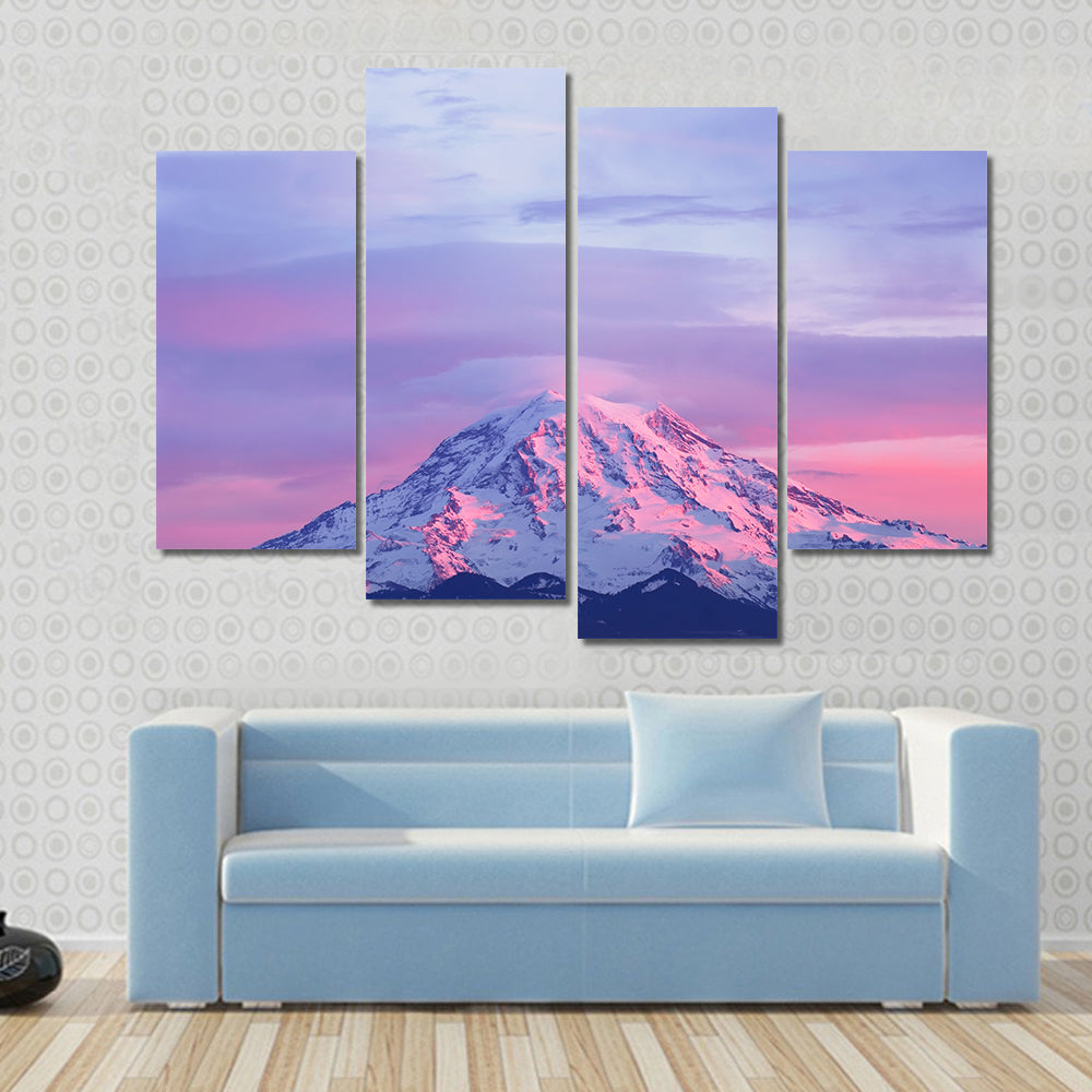 Sunset light On Mount Rainier Canvas Wall Art