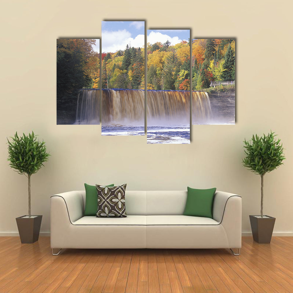 Autumn Waterfall in Michigan Canvas Wall Art