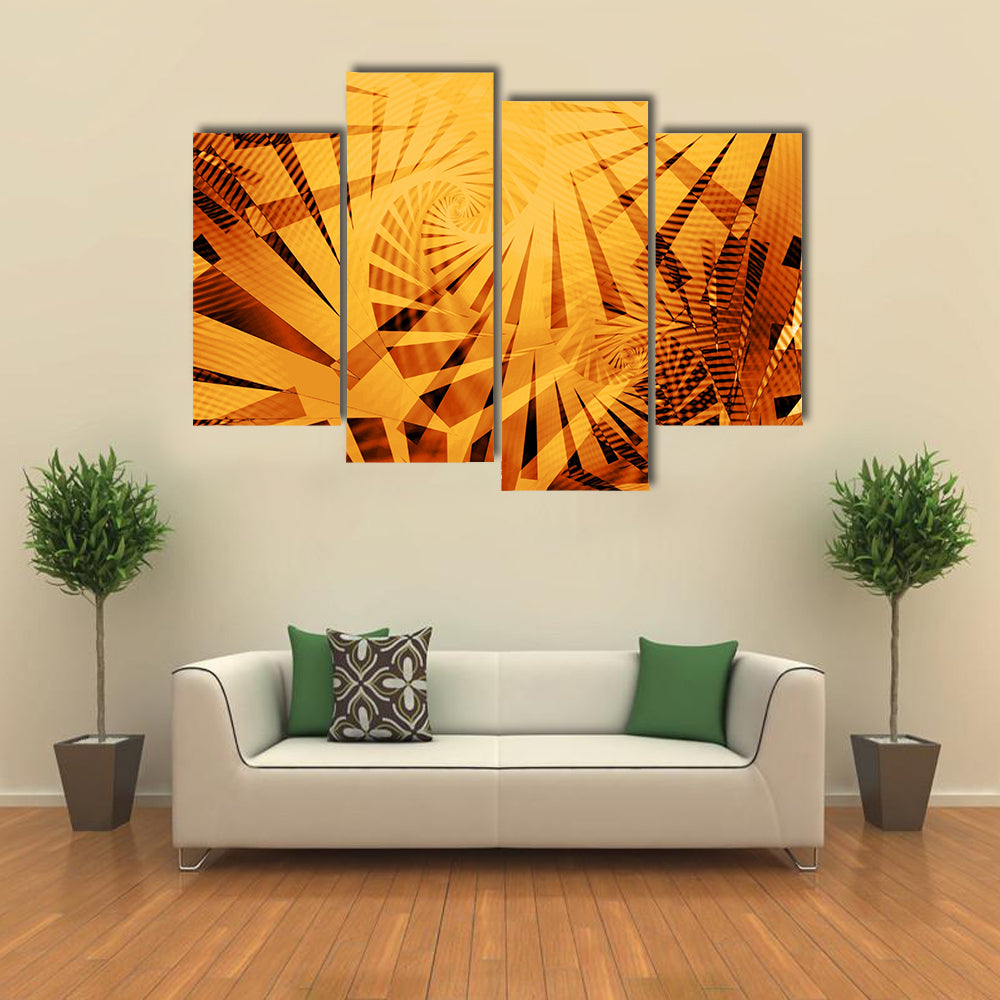 Golden Fractal Spiral Artwork Canvas Wall Art