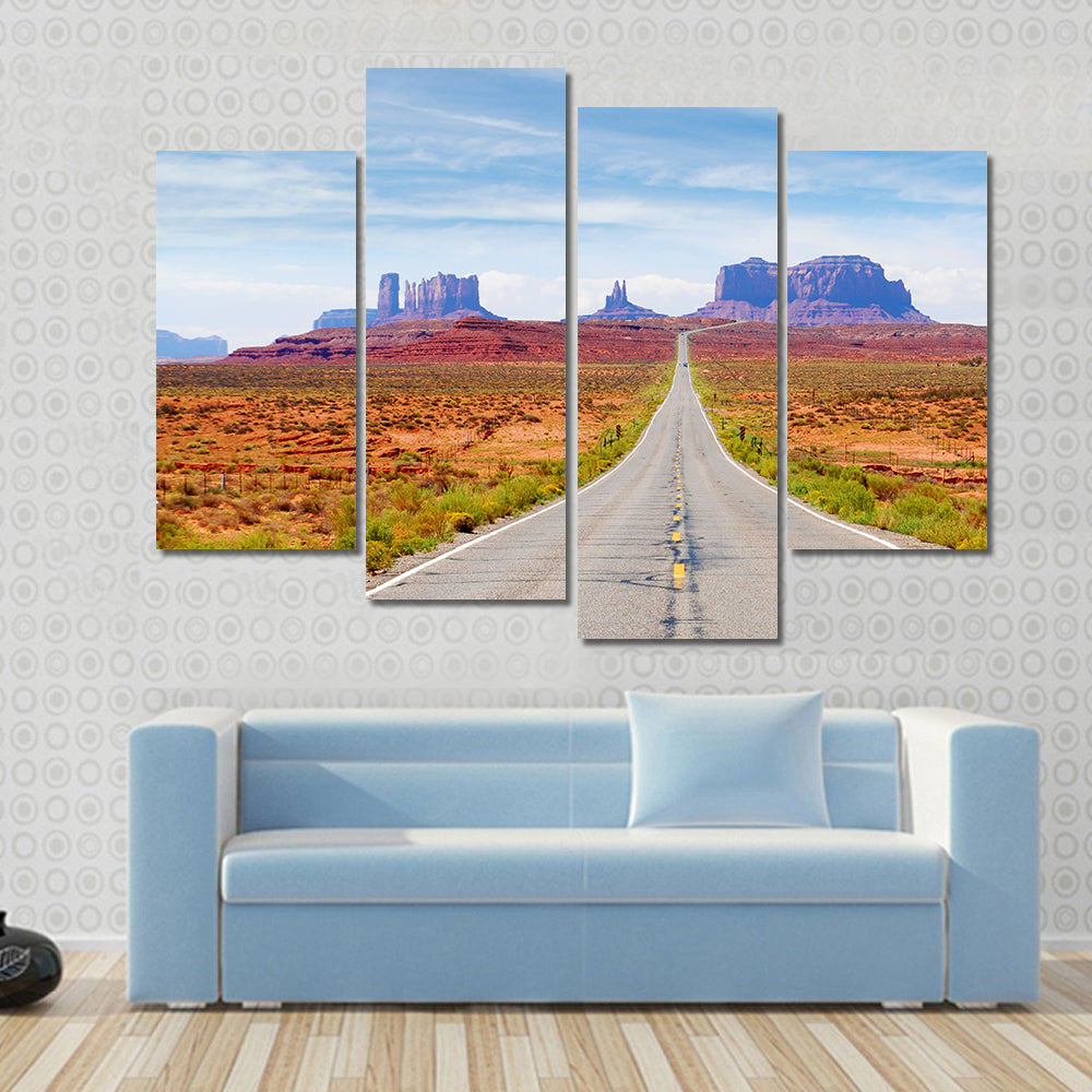 U.s. Route 163 Through Monument Valley Canvas Wall Art