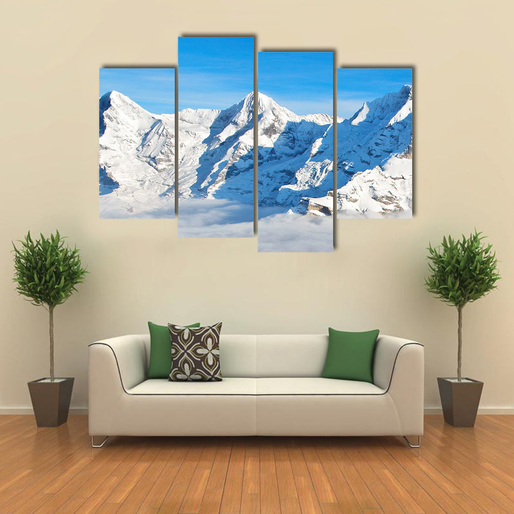 Swiss Alps In Winter Canvas Wall Art