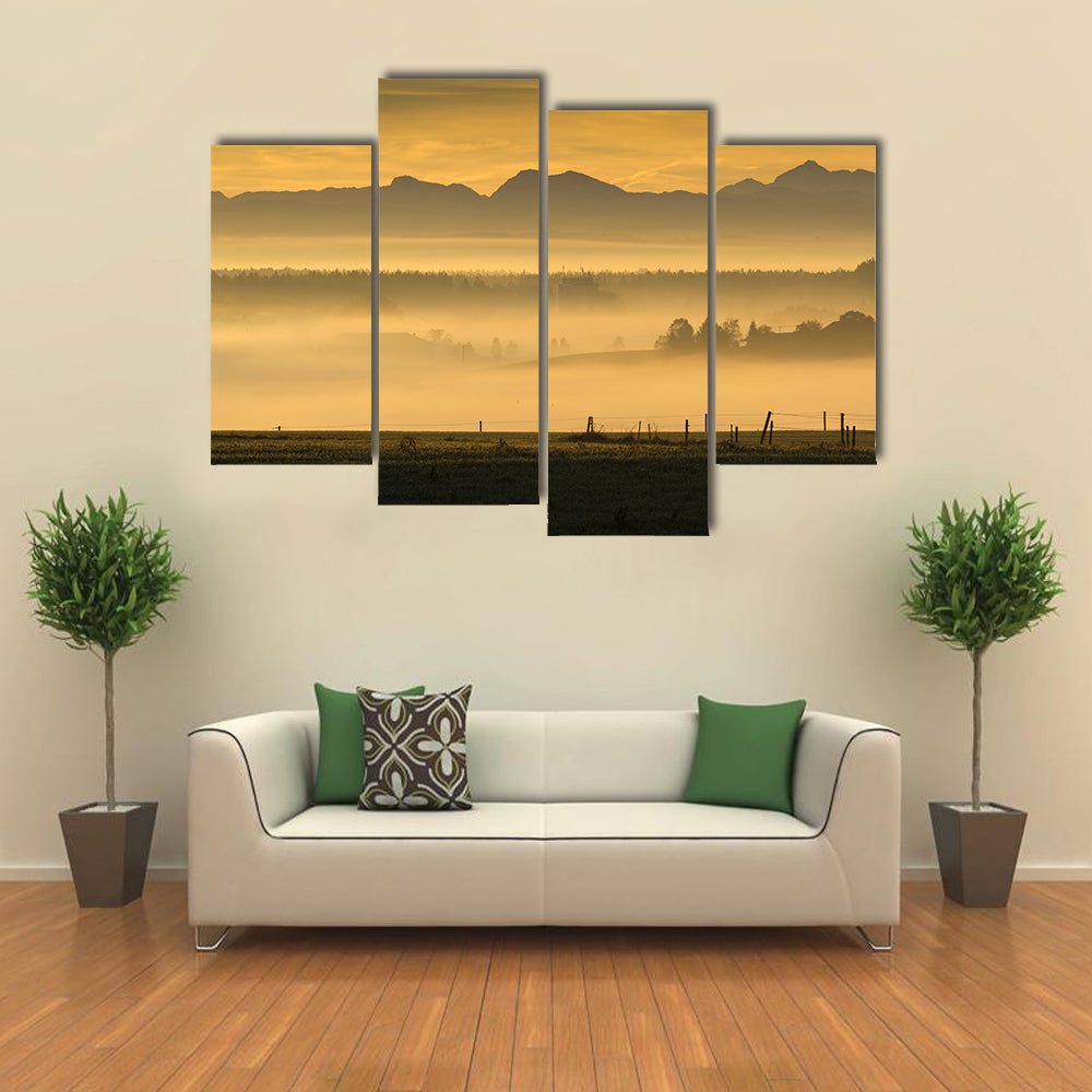 Sunrise Over The Alps In Bavaria Germany Canvas Wall Art