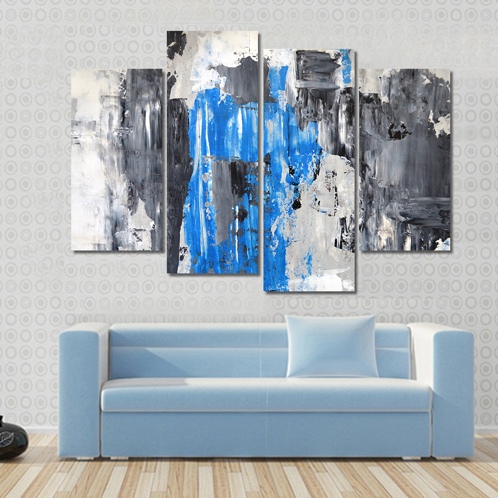 Blue Abstract with Palette Knife Texture Canvas Wall Art