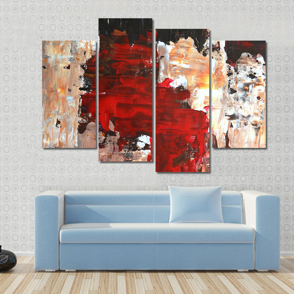 Bold Impasto Abstract in Red and Black Canvas Wall Art