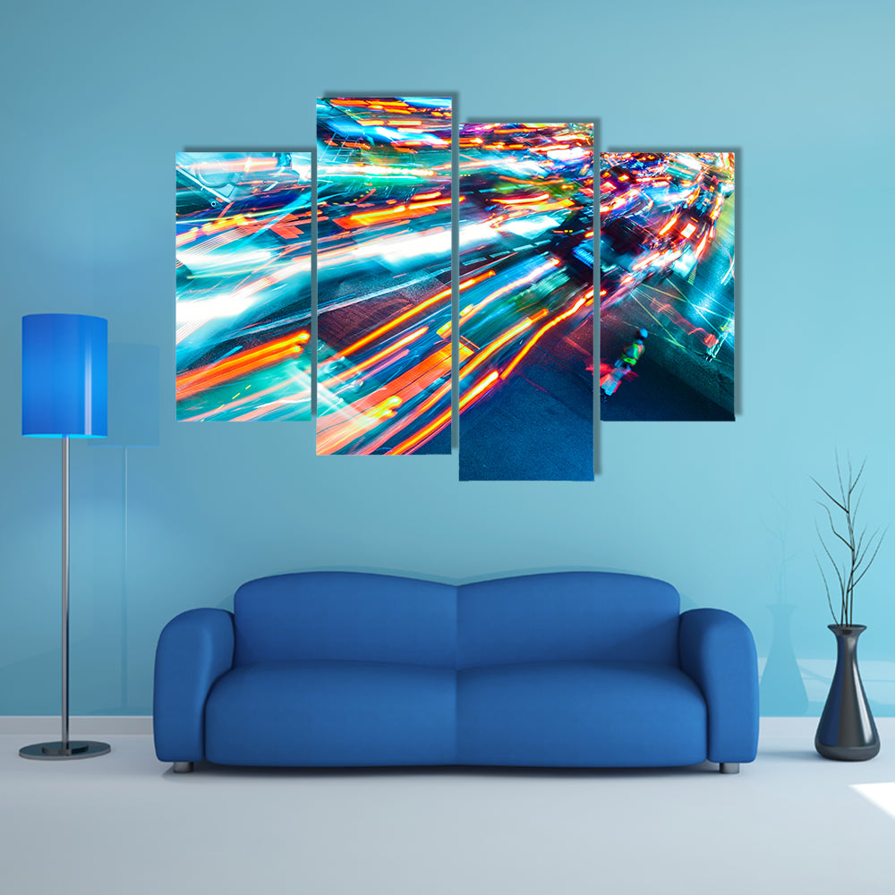 Car Lights Trails Canvas Wall Art