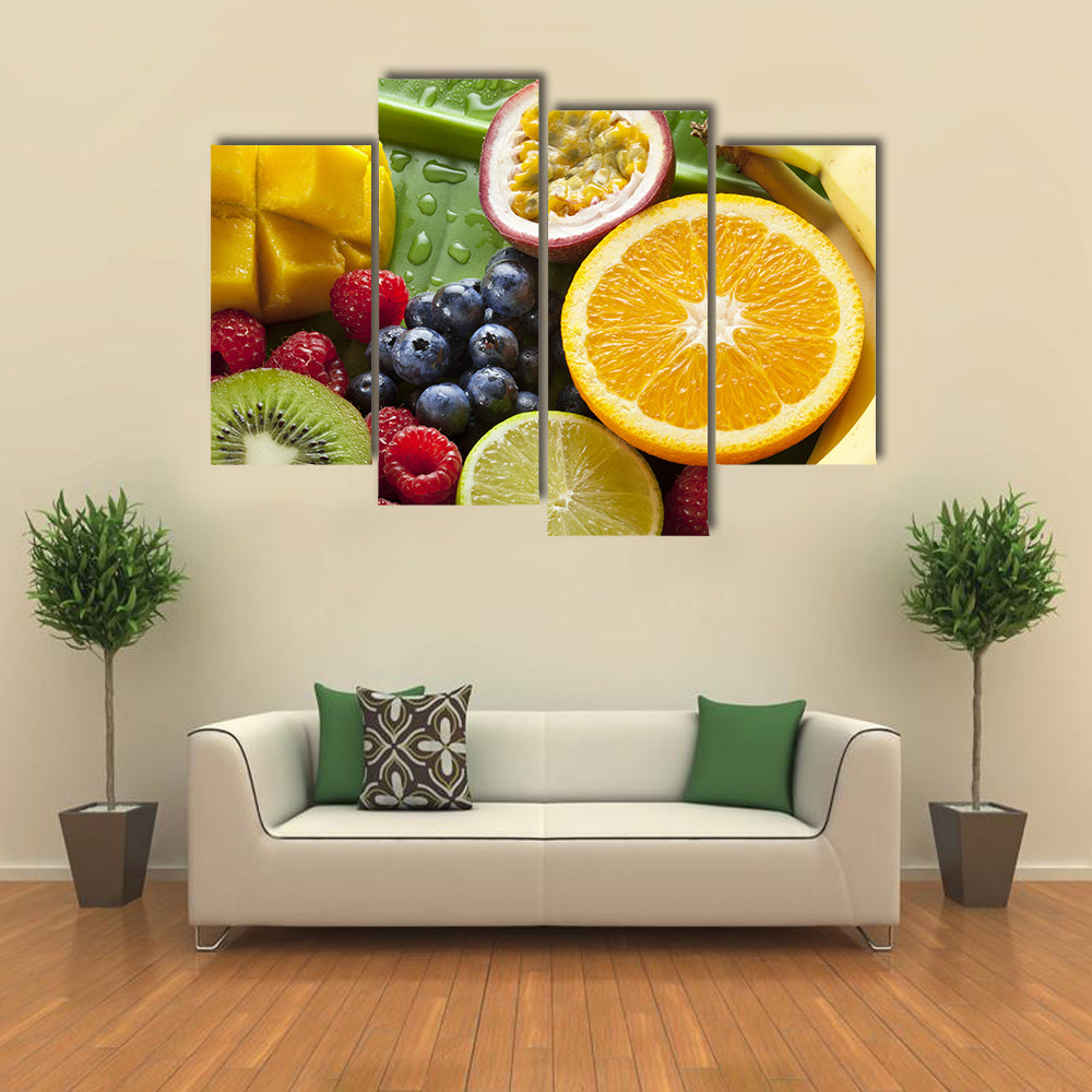 Fresh Tropical Fruit Still Life Canvas Wall Art