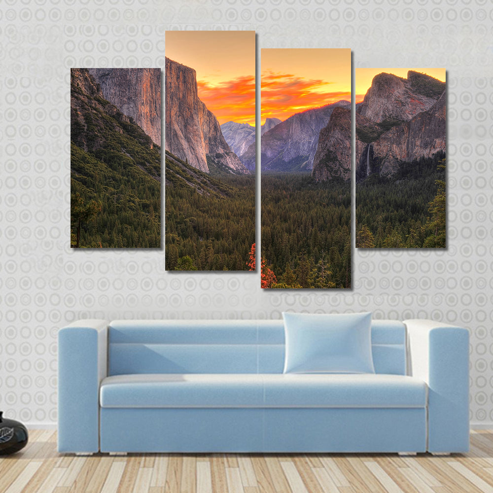 Yosemite Sunrise Over Granite Valley Canvas Wall Art