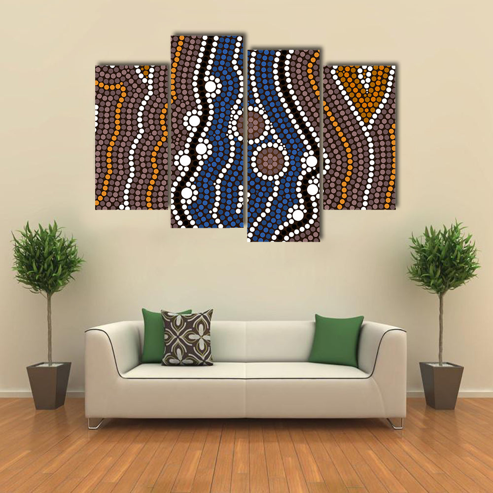 Indigenous Australian River Dot Painting Canvas Wall Art