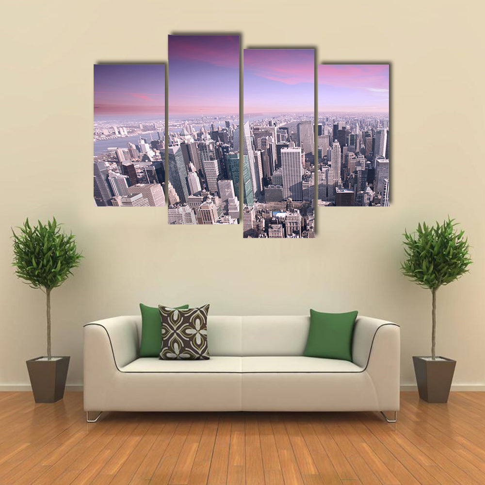 New York City Skyline at Sunset Canvas Wall Art