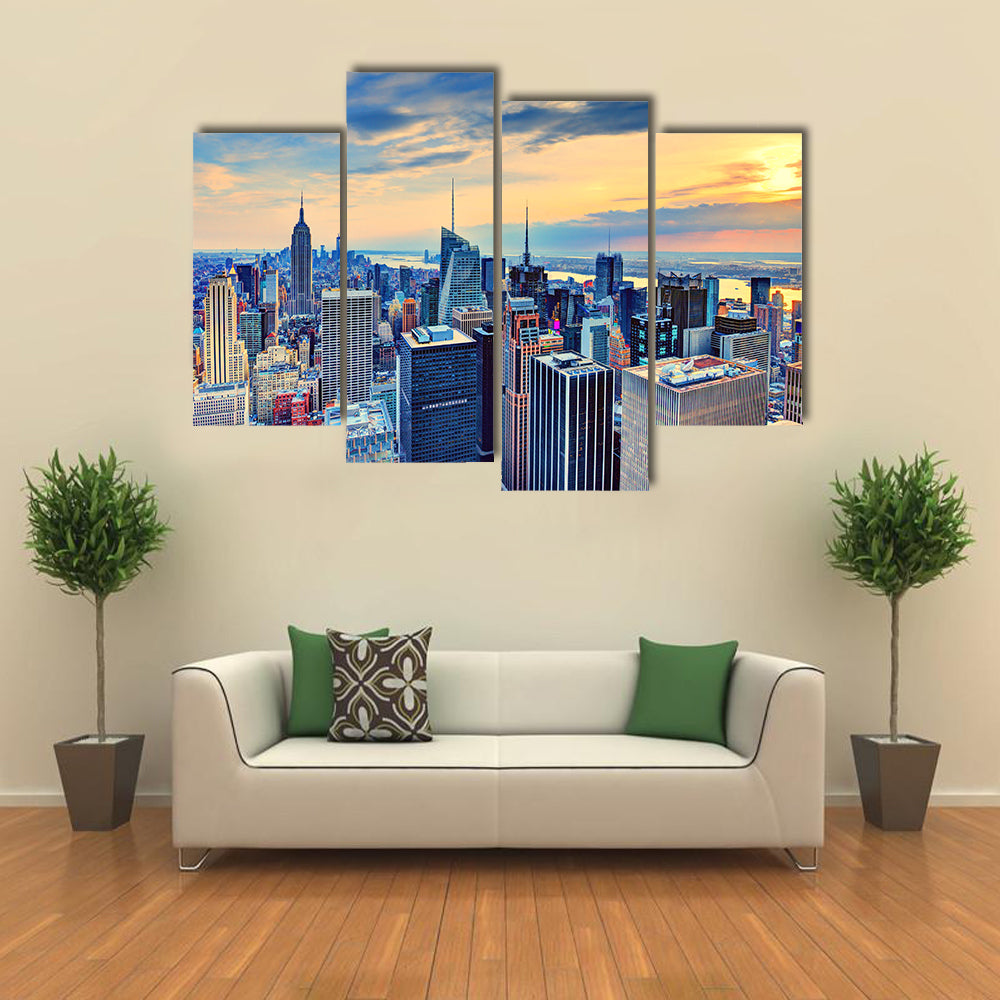 New York City Skyline at Dusk Canvas Wall Art