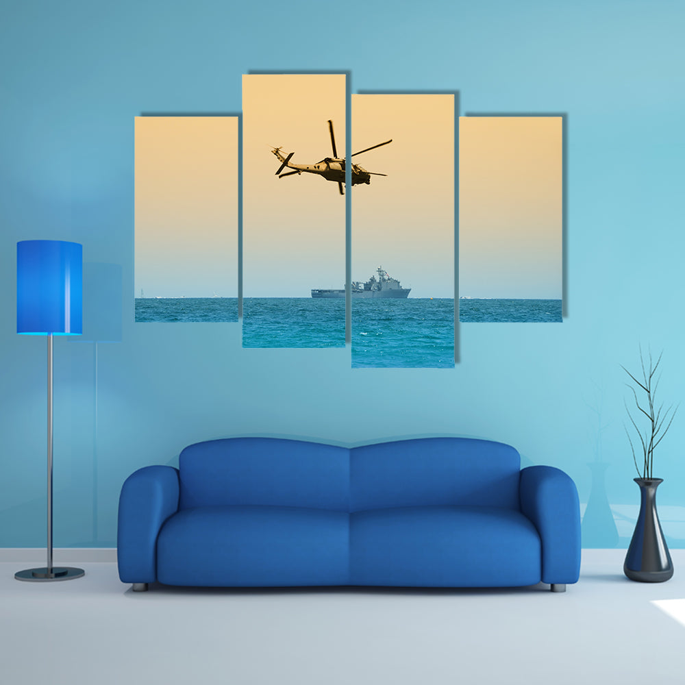 Military Helicopter On Patrol Canvas Wall Art