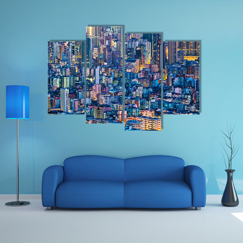 Hong Kong At Night Canvas Wall Art