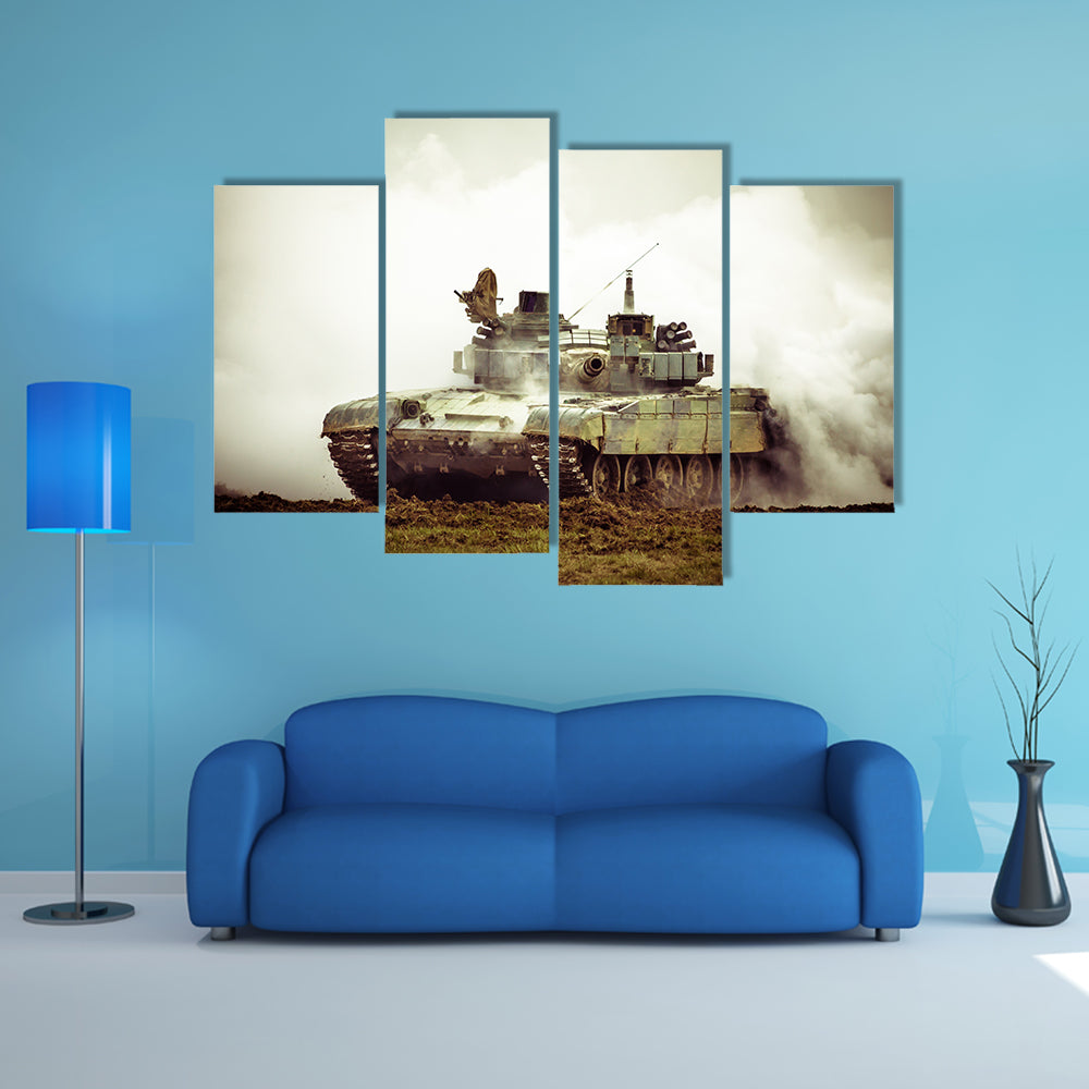 Military Tank On War Canvas Wall Art