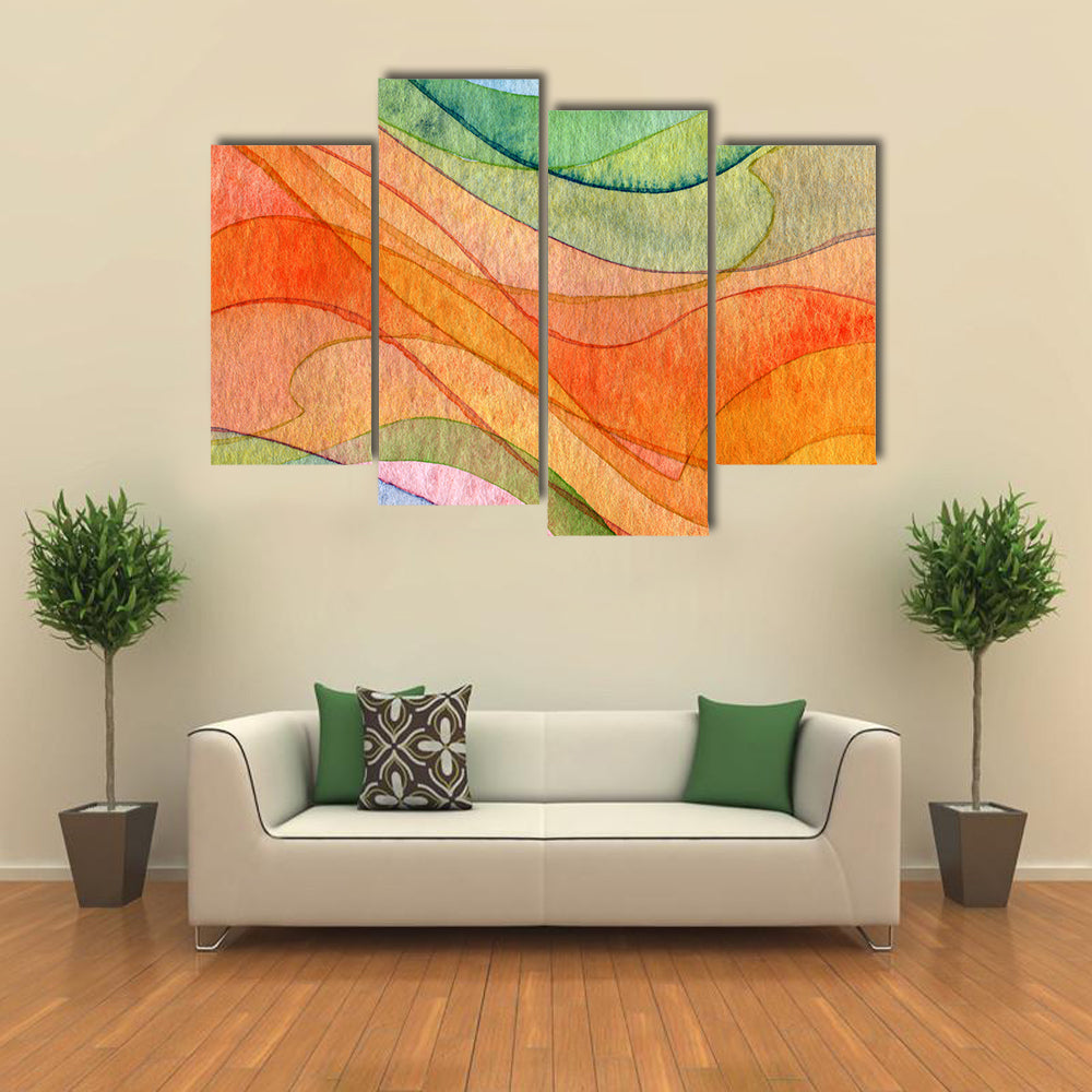 Colorful Watercolor Wave Abstract Canvas Wall Art