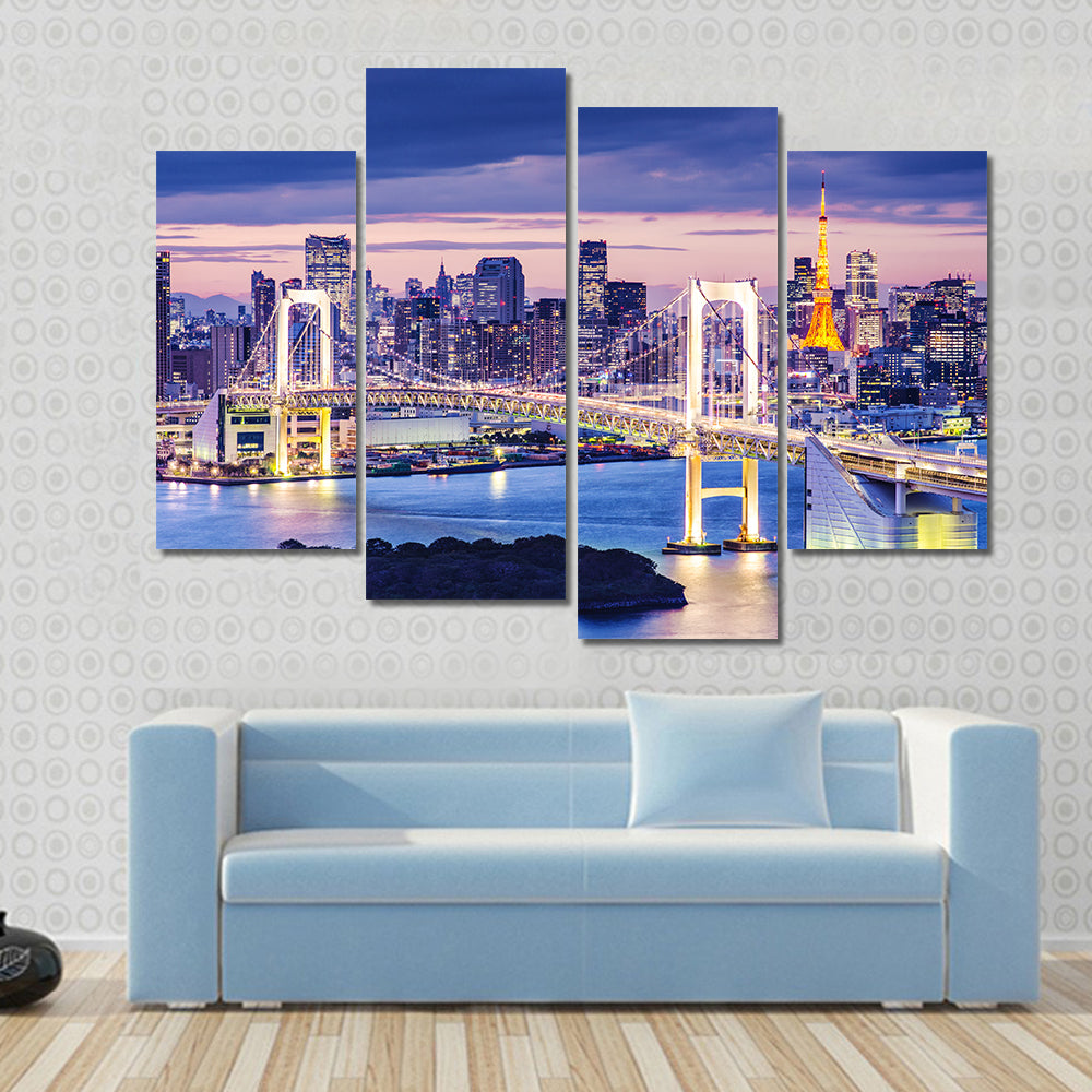 Rainbow Bridge Over Tokyo Bay Canvas Wall Art