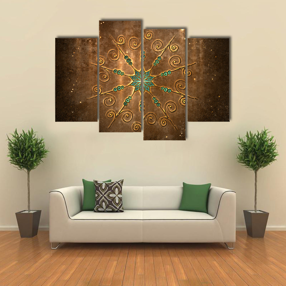 Fabric Style Mandala Canvas Wall Art