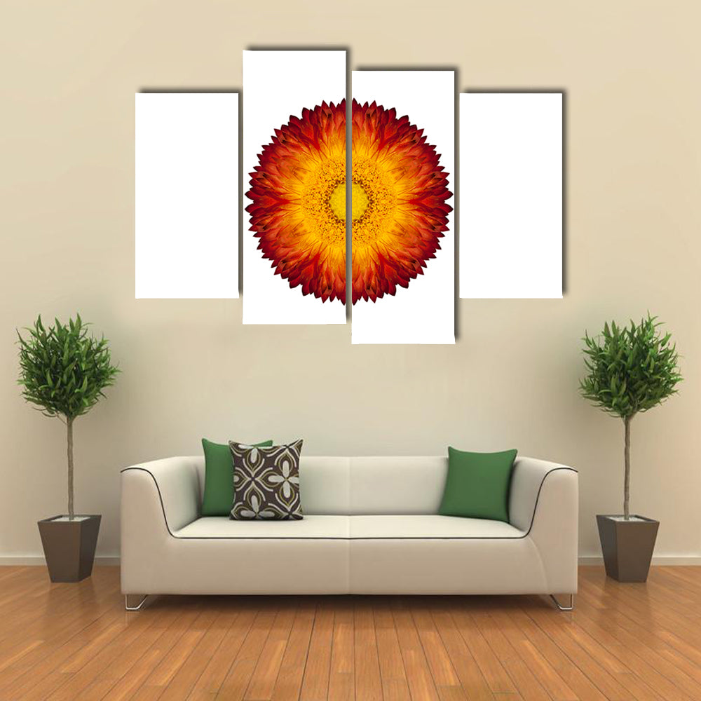 Kaleidoscopic Strawflower Mandala Canvas Wall Art