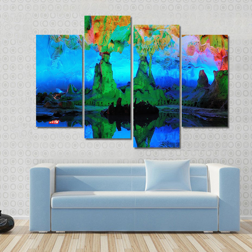 Guilin Limestone Cave with Reflective Pool Canvas Wall Art