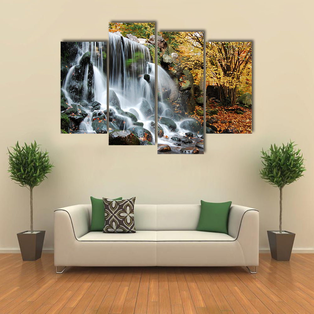 Autumn Waterfall in Sonsbeek Park Arnhem Canvas Wall Art