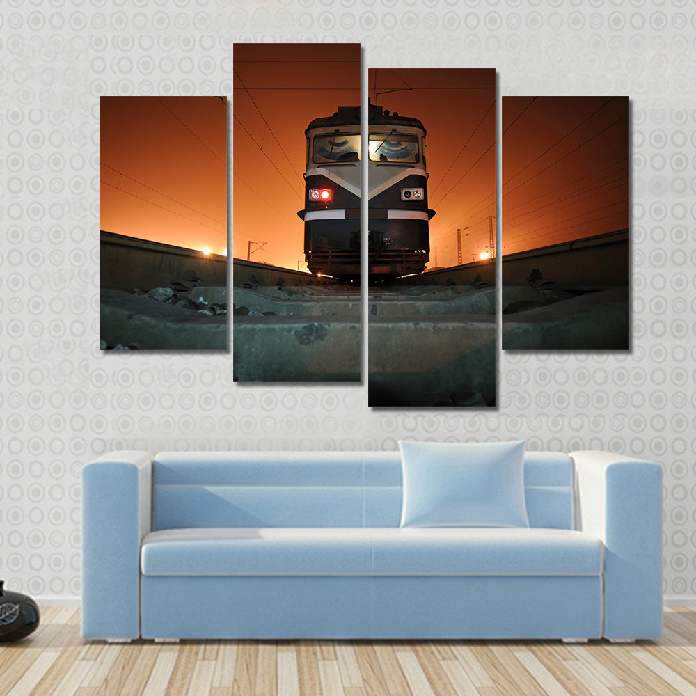 Chinese Electric Train at Night Canvas Wall Art