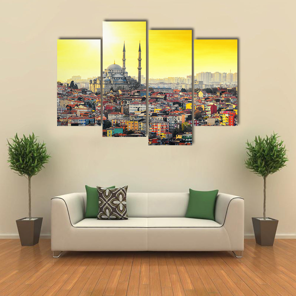 Mosque Suleymaniye At Sunset In Istanbul Canvas Wall Art