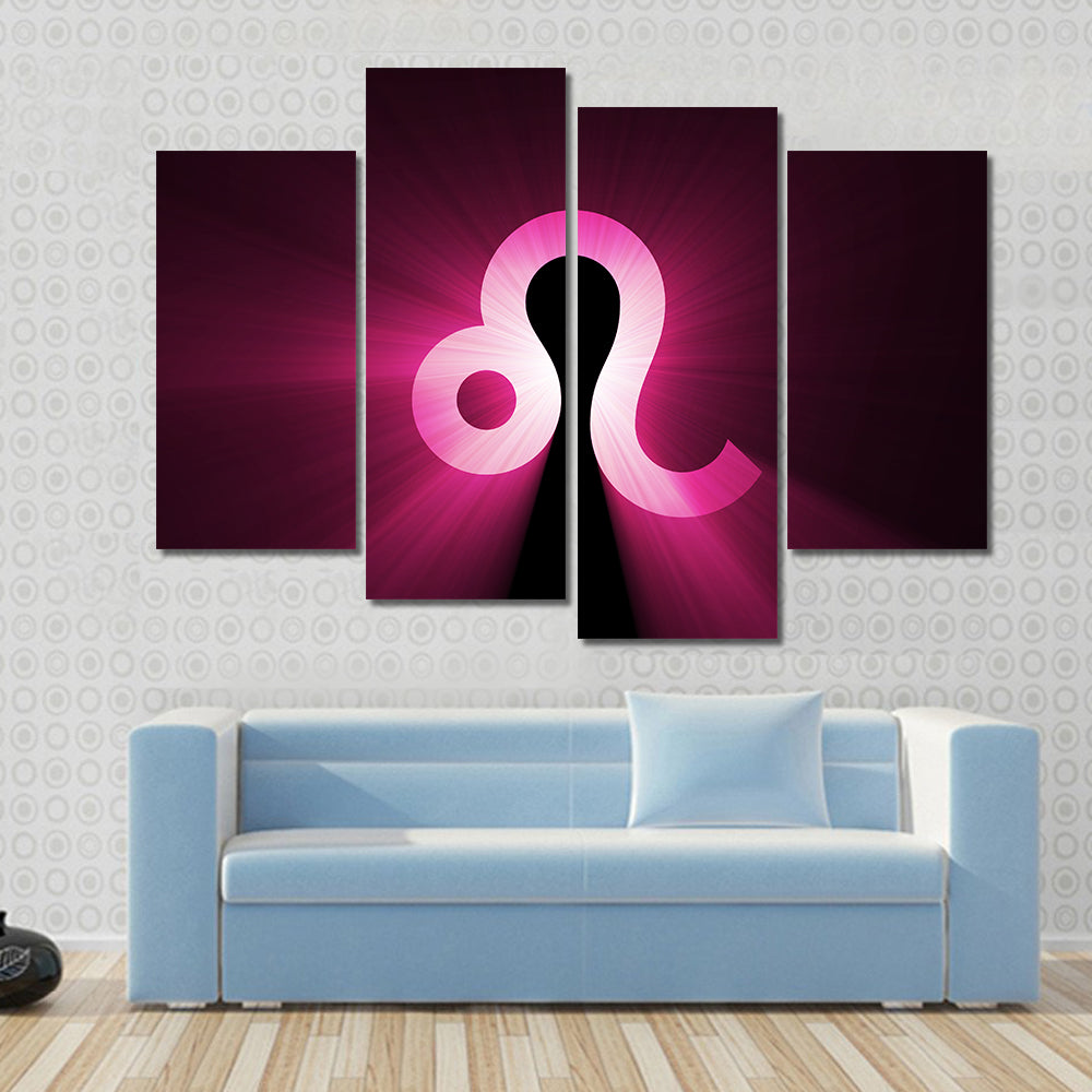 Glowing Leo Zodiac Symbol Canvas Wall Art