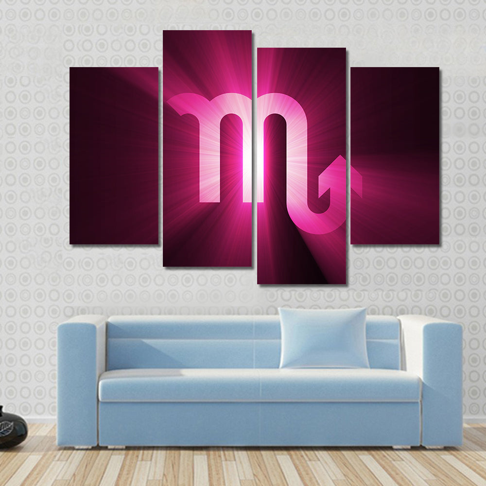 Glowing Scorpio Zodiac Glyph Canvas Wall Art
