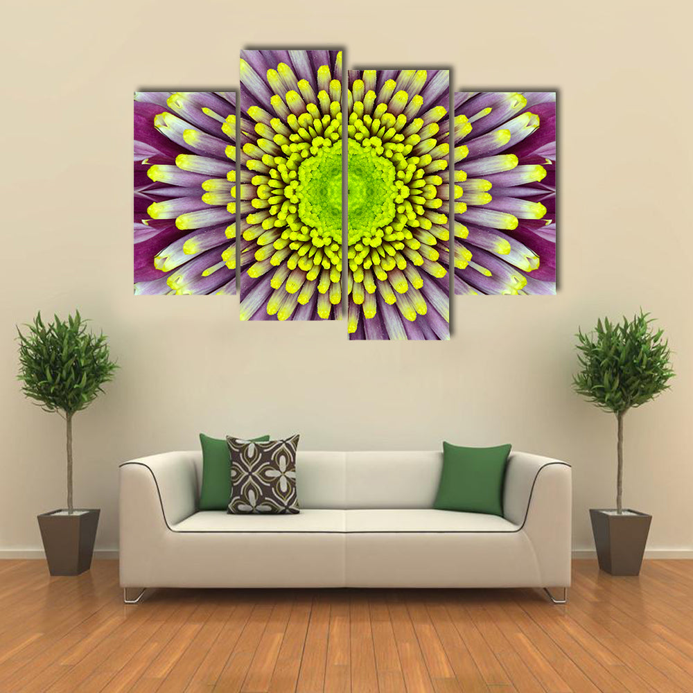 Purple And Green Concentric Flower Canvas Wall Art