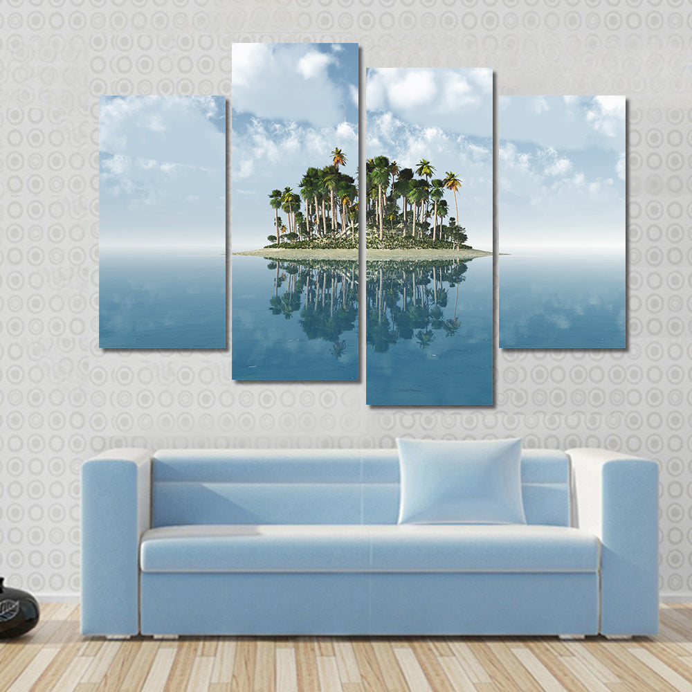 Tropical Island with Mirror Reflection Canvas Wall Art