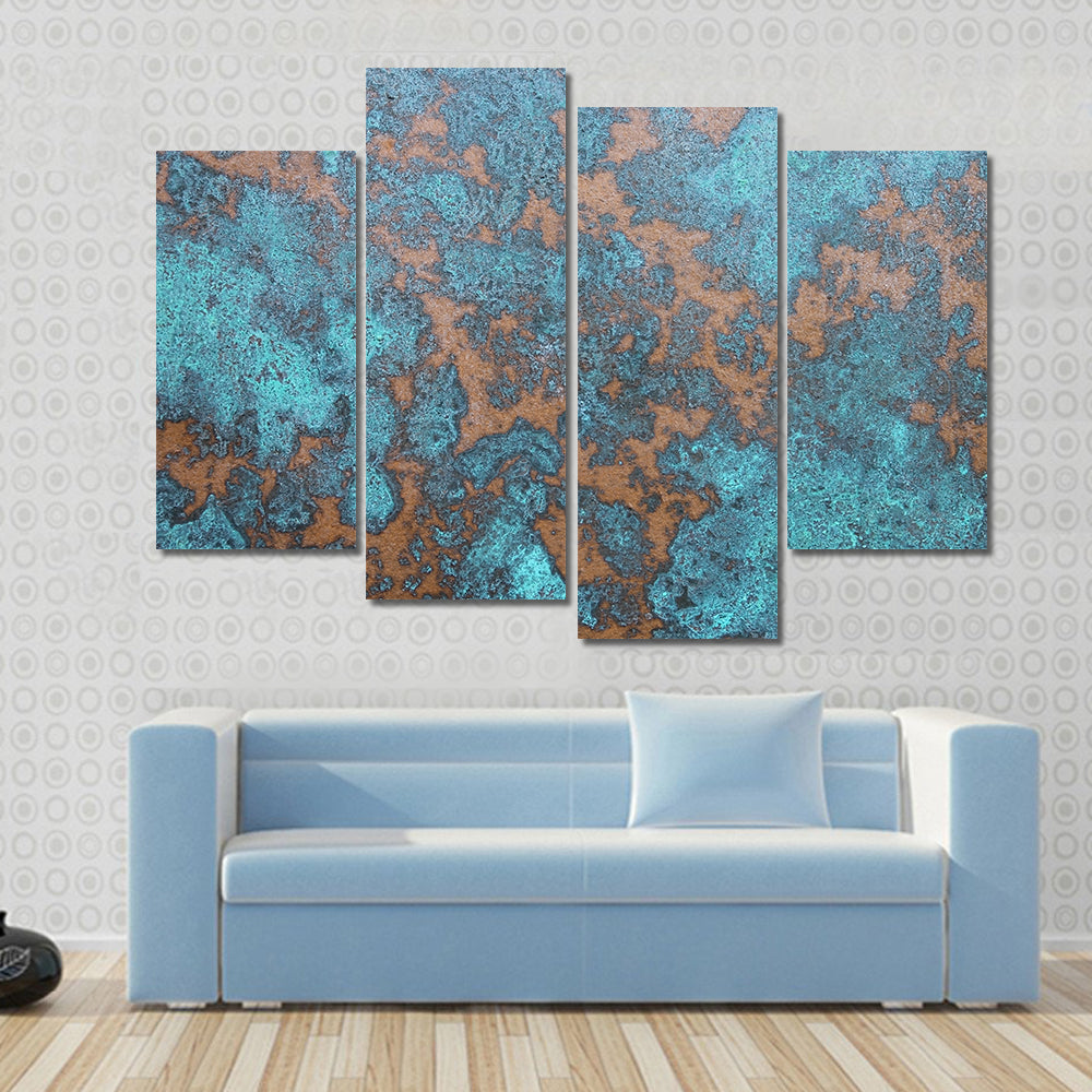 Aqua Rust Abstract Canvas Wall Art
