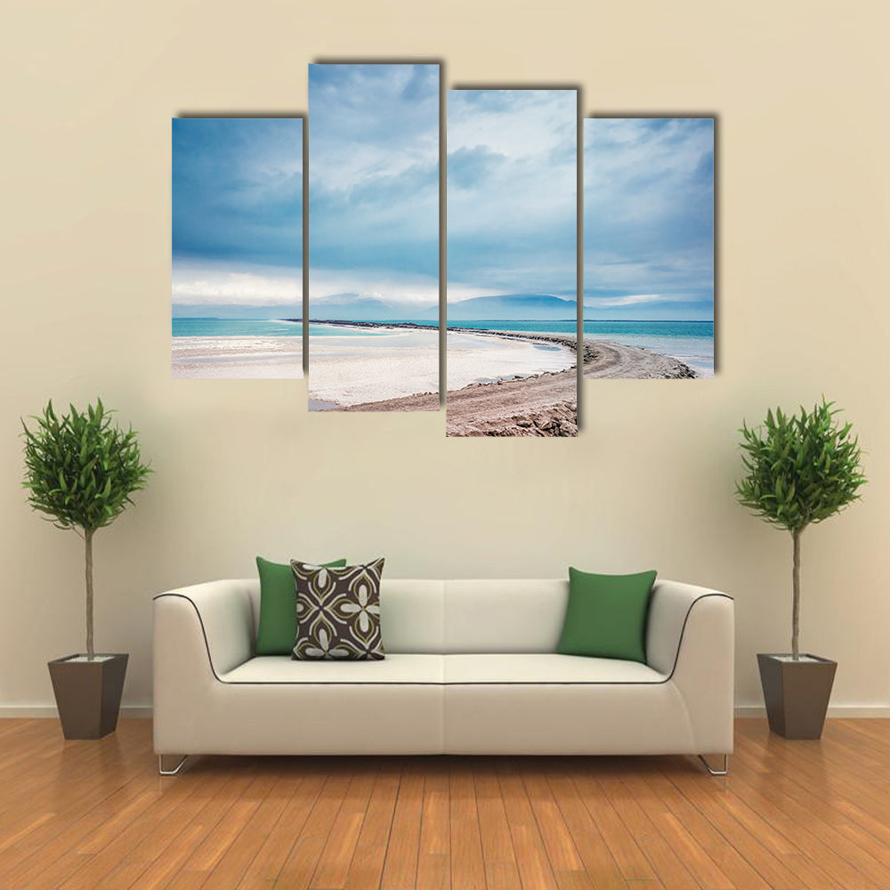 Dead Sea Coastline with Jordan Mountains Canvas Wall Art