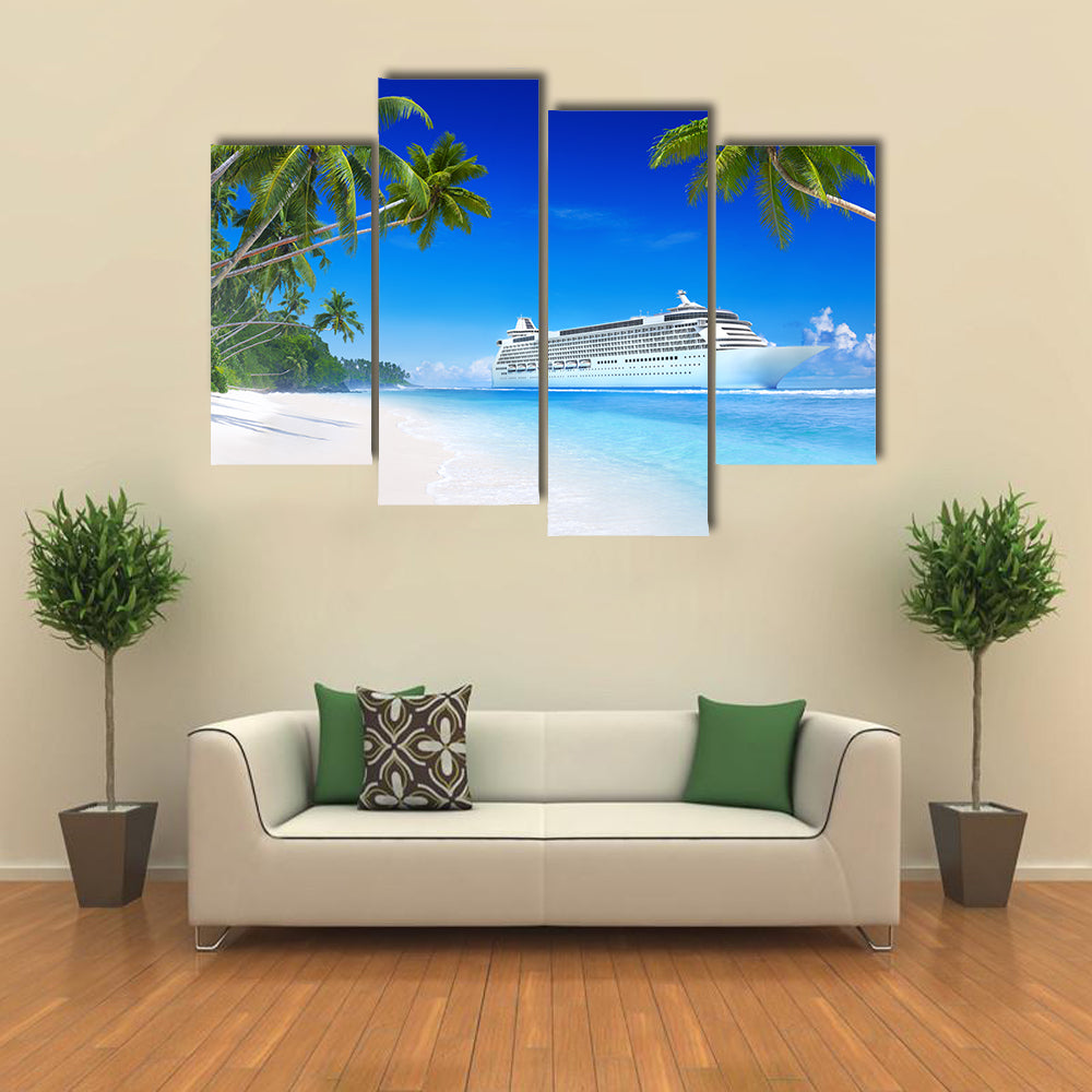 Cruise Ship in Tropical Waters Canvas Wall Art
